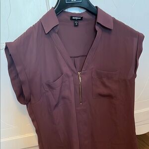 2/$7 Express Women's Burgundy Top with gold zipper